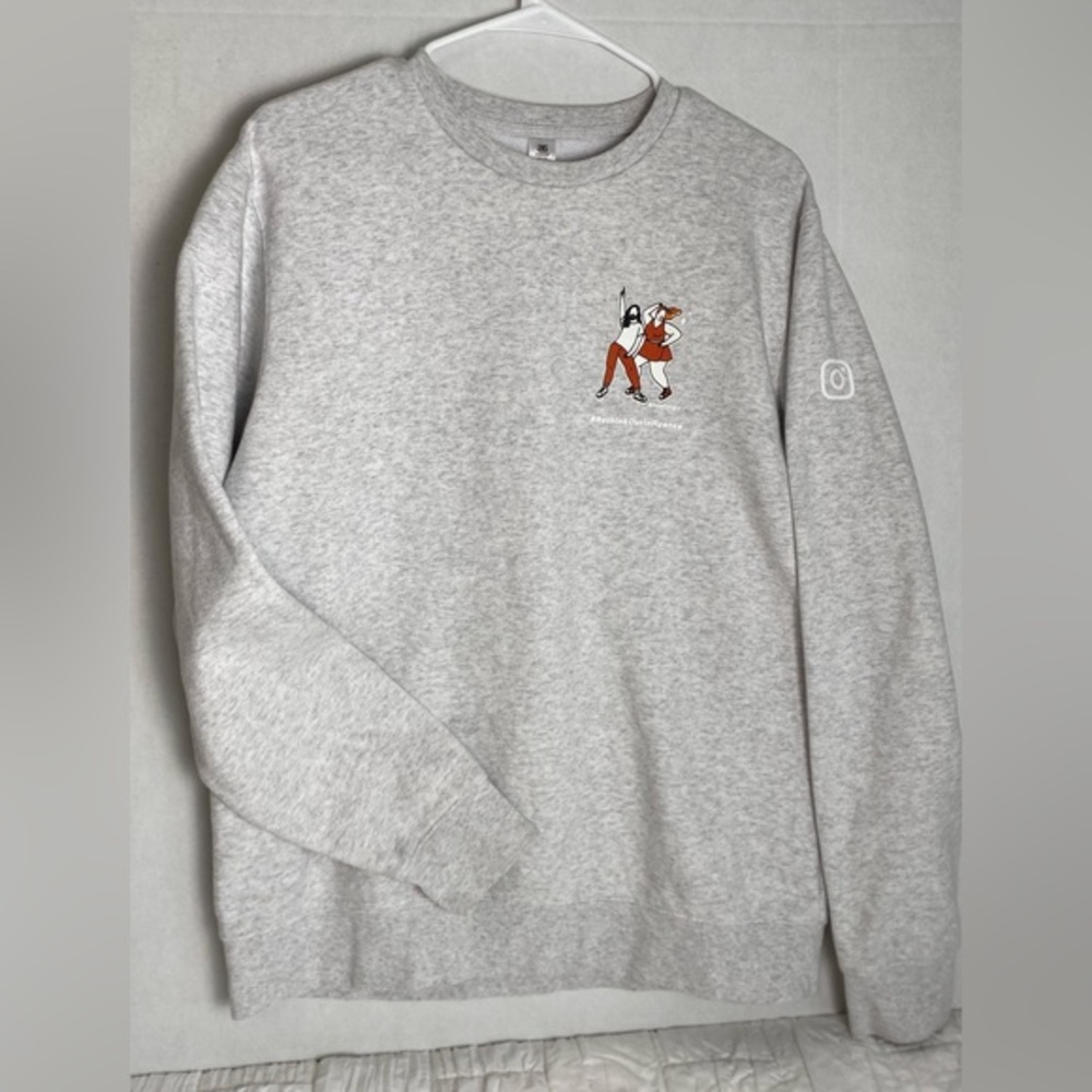 Heathered Gray Sweatshirt#RethinkOurinfluence and huishungry logo Medium